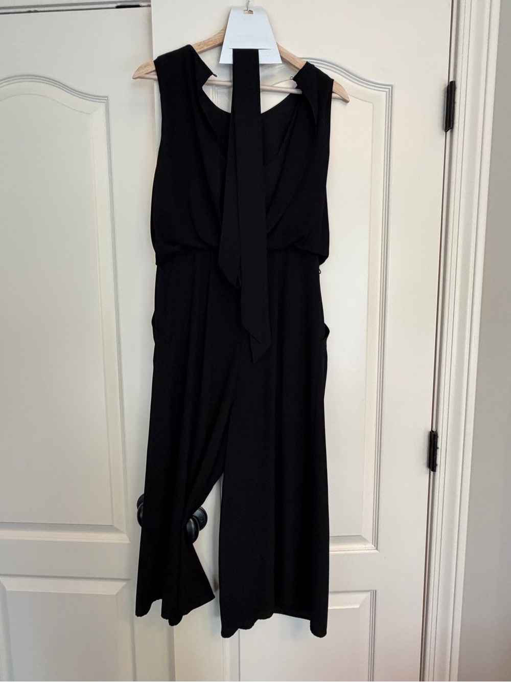 Vince Camuto Black Sleeveless Tie-Neck Jumpsuit